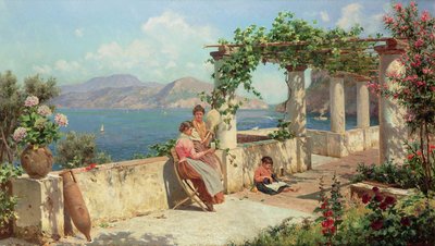 Figuras en una terraza en Capri de Robert Alott